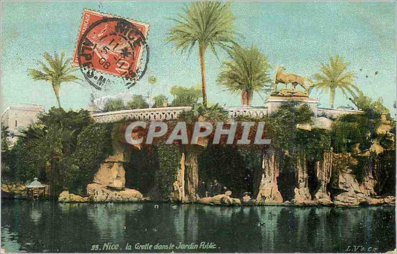 Old Postcard Nice La Grolle in the Public Garden