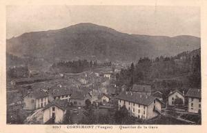 Cornimont Vosges France panoramic view over train station antique pc Z29985