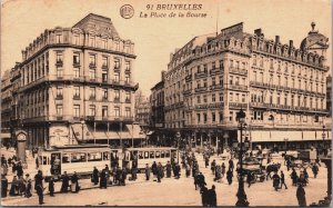 Belgium Bruxelles La Place de la Bourse Brussels Vintage Postcard C107