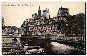 Paris Postcard Old City Hall (barge boat)