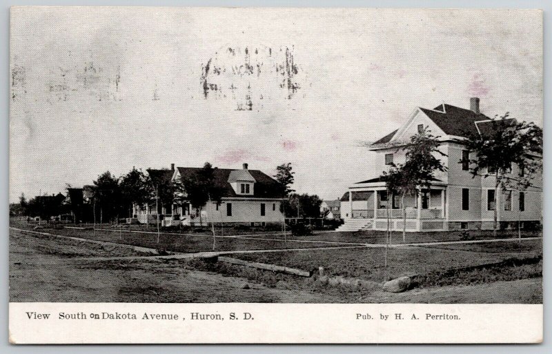 Huron SD Big Home on Corner, Neighborhood on S Dakota Avenue c1910 Postcard 