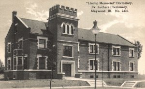 1945 Lindop Memorial Dormitory Lutheran Seminary Maywood Illinois IL Postcard
