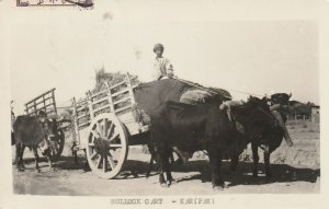 VINTAGE POSTCARD BULLOCK CART REAL PICTURE CARD PAKISTAN EARLY BLACK & WHITE