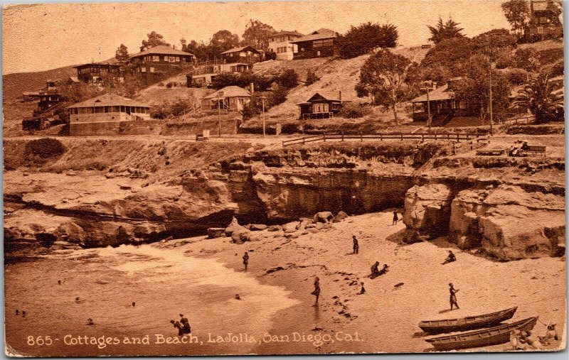 Postcard CA San Diego - Cottages and Beach La Jolla