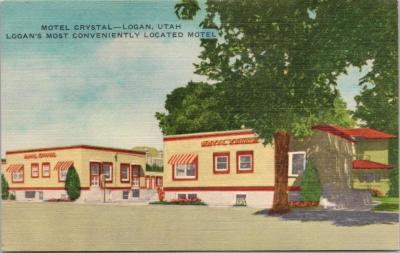 Motel Crystal Logan Utah UT Unused Vintage Linen Postcard D37