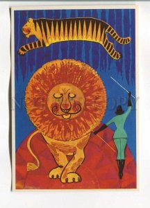 485772 USSR Soviet state circus ADVERTISING trainer of lions and tigers postcard
