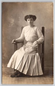 RPPC Edwardian Young Woman Pretty Dress c1914 Postcard D27