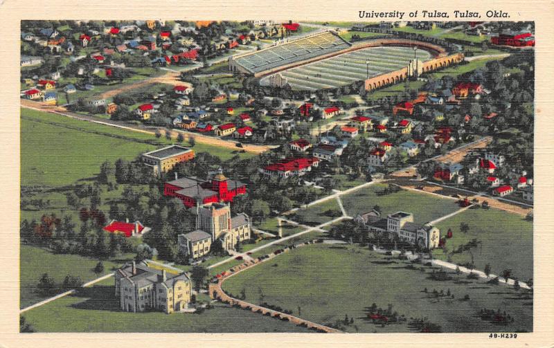 University of Tulsa, Oklahoma, Early Linen Postcard, Unused