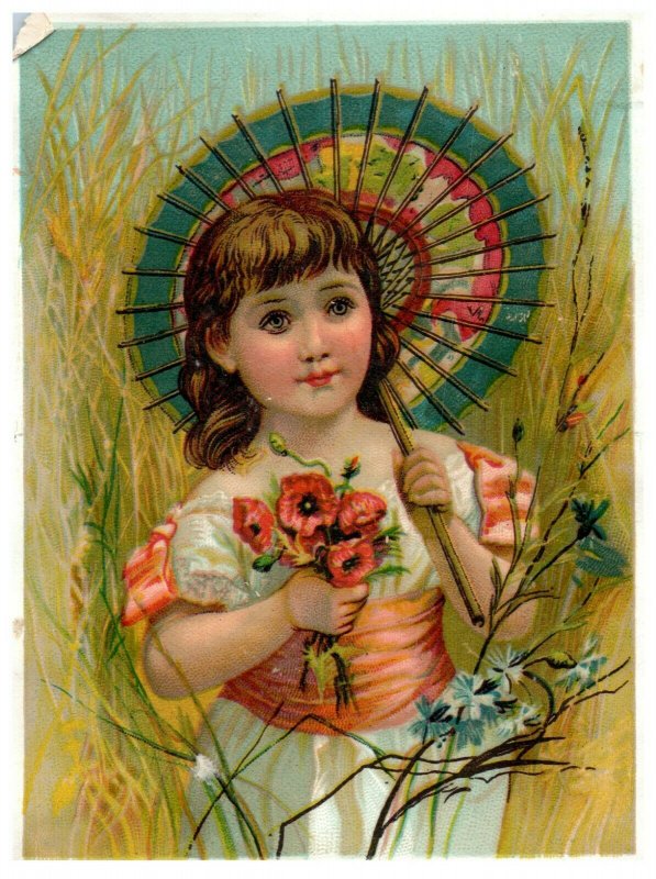 1880's Set of 4 Fab Adorable Kids Grapes Bird Parasol Victorian Trade Cards *M