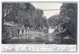 1906 Fall Creek Gorge Suspension Bridge Ithaca NY Cortland NY Antique Postcard 