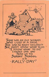 C-1910 Rally Day Religion Old Woman who lives in a shoe Postcard 22-5234