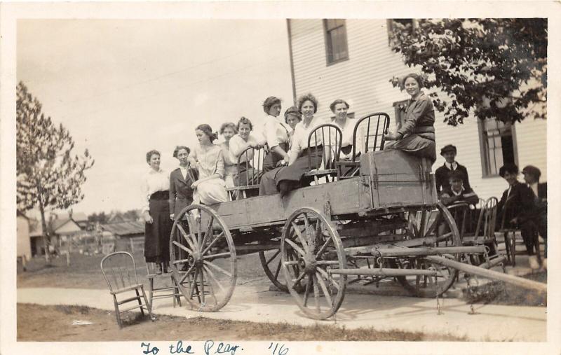 F15/ Parade Real Photo RPPC Postcard c1910 Wagon Ride to the Play 12