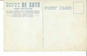 POSTCARD $1.000,000.00 HOTEL DE SOTO NEW ORLEANS LOUISIANA INTERIOR VIEW