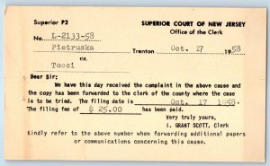 Superior Court Of New Jersey Complaint Letter Trenton NJ Advertising Postal Card