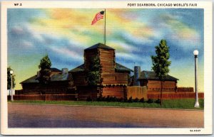 VINTAGE POSTCARD EXTERIOR FAÇADE OF FORT DEARBORN AT CHICAGO WORLD'S FAIR 1933