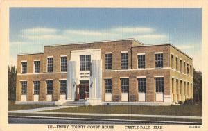 Castle Dale Utah Emery Court House Street View Antique Postcard K32540
