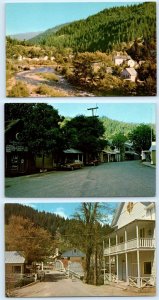 3 Postcards DOWNIEVILLE, California CA ~ Birdseye MAIN STREET Bridge 1960s-70s