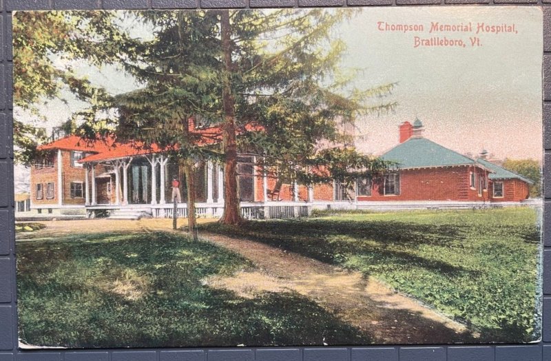 Vintage Postcard 1910 Thompson Memorial Hospital Brattleboro Vermont