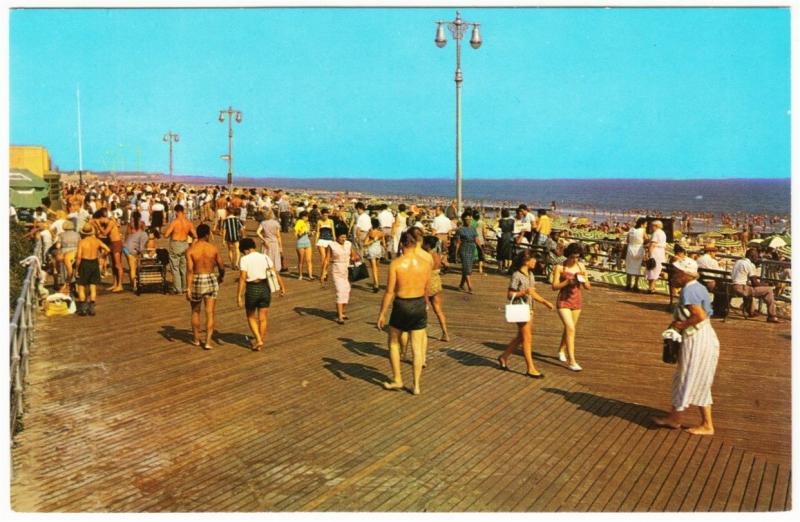 Rockaway Beach Queens NYC Rockaways Playland Boardwalk Postcard 1950s