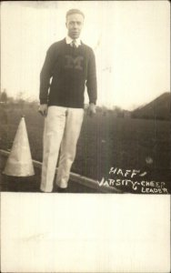 Male Varsity Cheerleader - Gender Roles Gay etc c1910 Real Photo Postcard