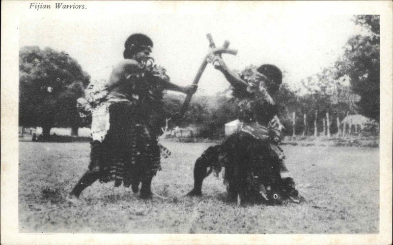 Fiji Indigenous Culture Fijian Warriors c1940s Postcard