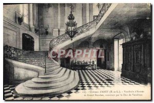 Old Postcard Chateau d'Anet E and L Hall of Entrance and Grand Staircase buil...