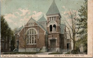 Postcard OH Wyandot County Carey English Lutheran Church ~1910 S7