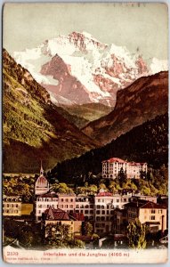 1937 Interlaken Und Die Jungfrau Switzerland Real Photo RPPC Posted Postcard