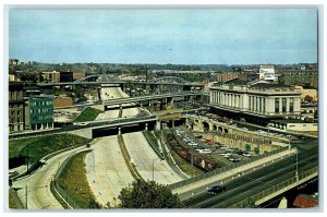 c1960s Aerial View Of Jones Falls Expressway Baltimore Maryland MD Cars Postcard