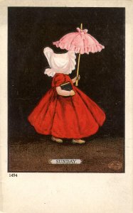 Sunbonnet Girls #1494 - Sunday. Artist: Bernhardt Wall