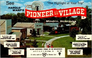 Vtg Minden Nebraska NB Harold Warp's Pioneer Village Roadside America Postcard