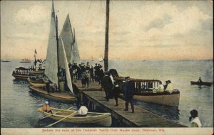 Oshkosh WI Wisconsin Yacht Club Before Race c1910 Postcard