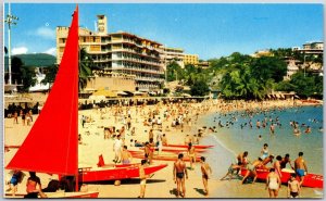 Playa De Caleta Acapulco Mexico Beach La Playa Background Swimmers Postcard