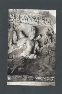 Post Card Real Photo Shiva As Demon Killer In Elephanta Caves In India