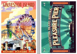 2~4X6 Modern Postcards TX, Texas  GALVESTON ISLAND PLEASURE PIER Amusement Park