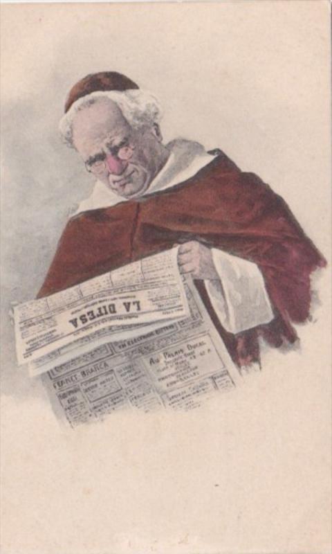 Eastern European Priest Reading Newspaper