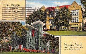 Greenville Pennsylvania 1944 Postcard Thiel College Greenville Hall