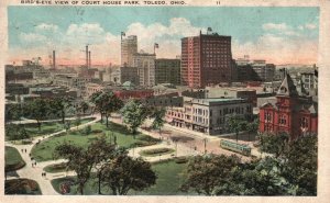 Vintage Postcard 1923 Bird's Eye View of Court House Park Field Toledo Ohio OH