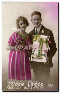 Old Postcard Bonne Annee female couple