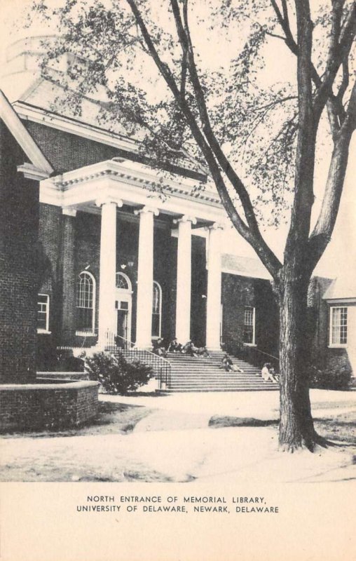 Newark Delaware University Memorial Library Entrance Postcard AA99576