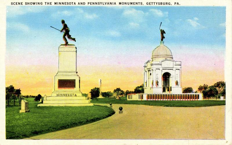 PA - Gettysburg. Minnesota and Pennsylvania Monuments