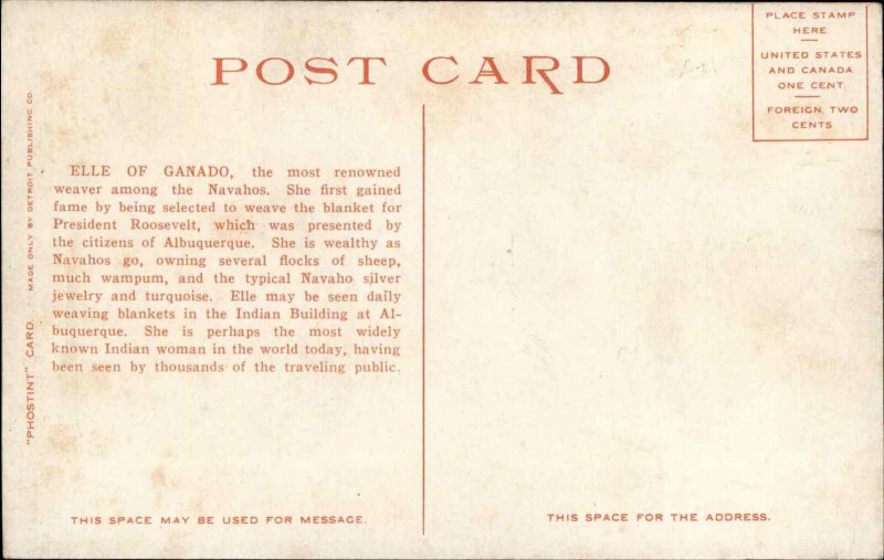 Elle of Ganado Native Indians Weaver Woman Navajo Fred Harvey Albuquerque