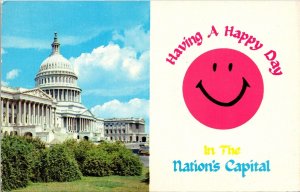 United States Capitol Washington DC Dual View Smiley Face Postcard VTG UNP AAA 