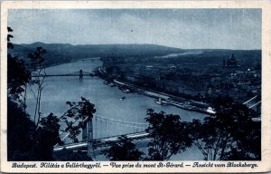 Hungary Budapest Kilatas a Gellerthegyrol Vintage Postcard 09.47