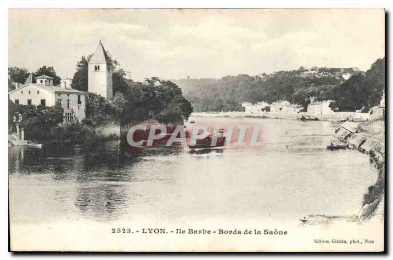 Postcard Old Lyon Isle Barbre Banks of the Saone