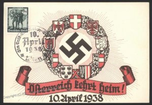 3rd Reich Germany Austria 1938 Anschluss Union Vote Propaganda Card 103589