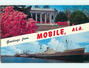 Pre-1980 LARGE SHIP BOAT & STATE DOCKS Mobile Alabama AL t5283