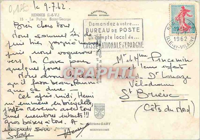 Postcard Modern Rennes LV Palace St. George