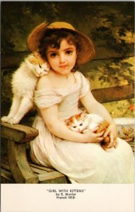 Girl with Kittens by E. Munier Haussners Restaurant Inc Baltimore Postcard PC555