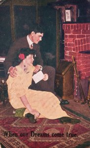 Vintage Postcard 1915 Lovers Couple In The House When Our Dreams Come True